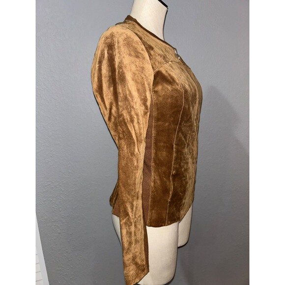 Soia & Kyo Women's Genuine Suede Jacket Size S Zip Up Knit Inset Quiet Luxury - Picture 3 of 10